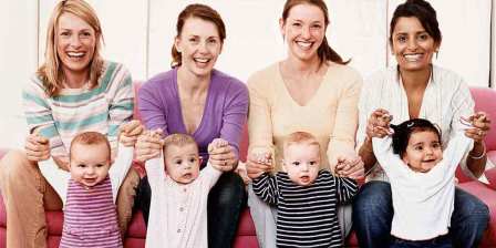 mothers with their babies