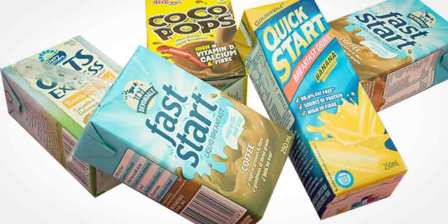 stack of liquid breakfast packages
