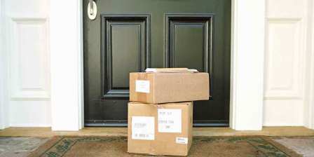 front door with parcels out the front