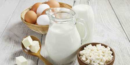 milk eggs and healthy food on a table