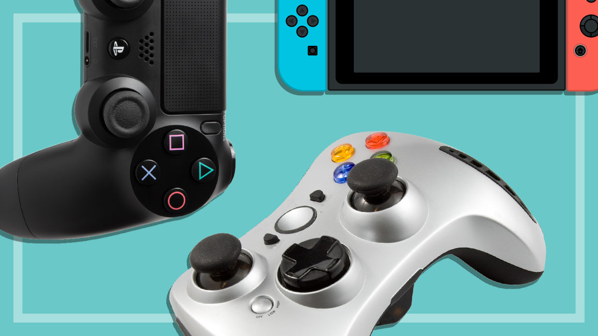 game consoles facing each other