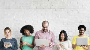people connected digitally on devices