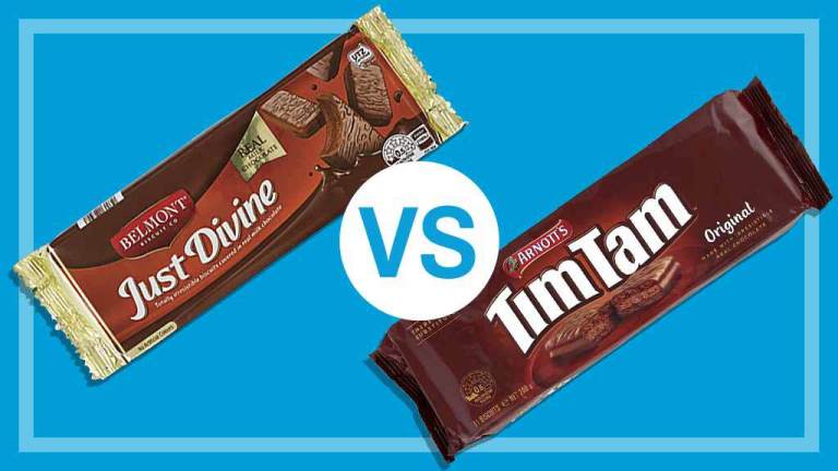 aldi belmont just divine vs arnotts tim tams
