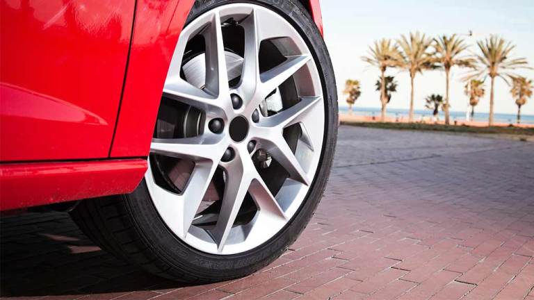 close up of car wheel and tyre