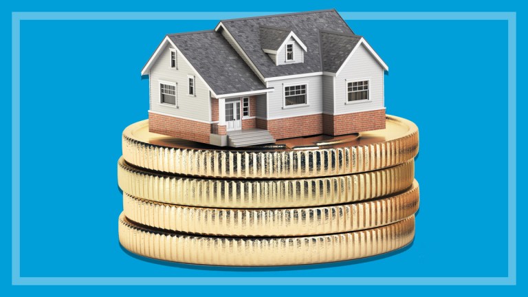 house atop a stack of coins