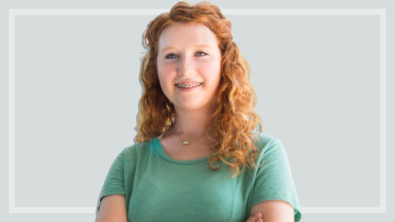 young woman with orthodontic braces