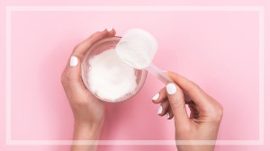 collagen powder in a scoop
