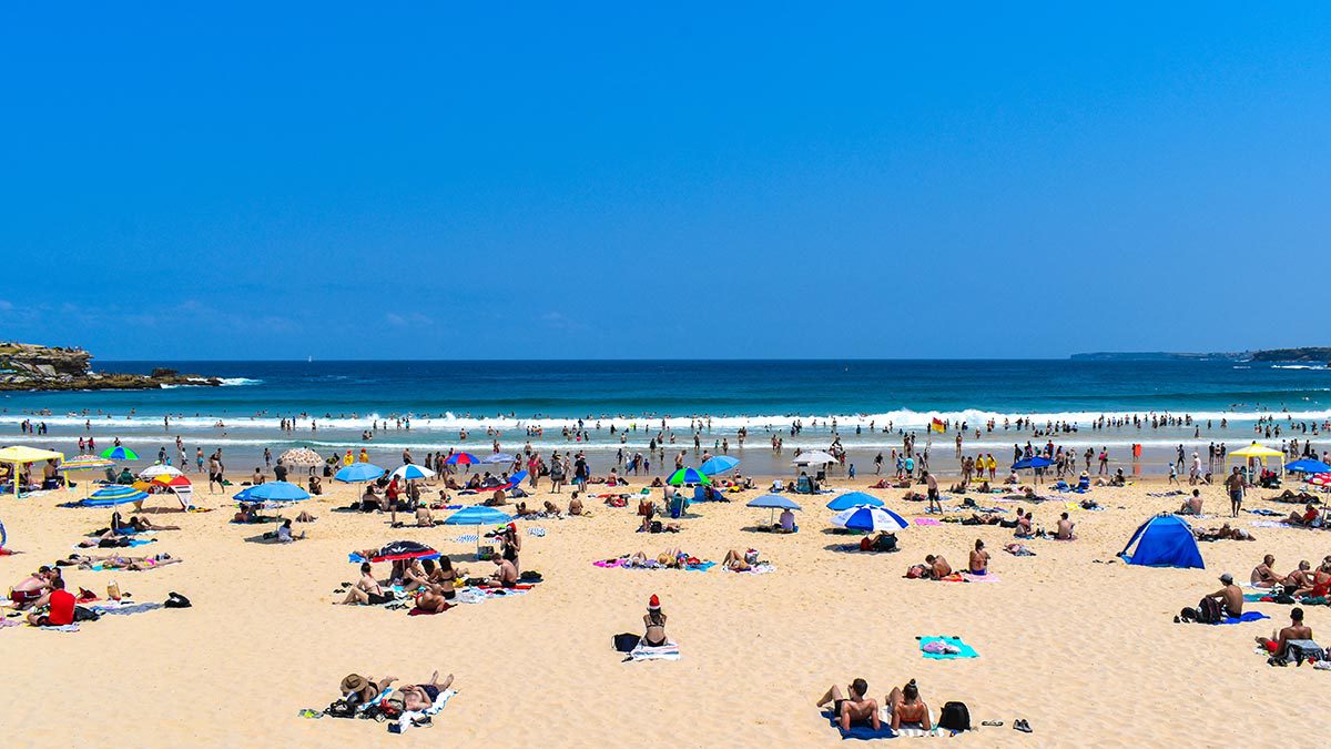 different types of beach shelters on an australian beach