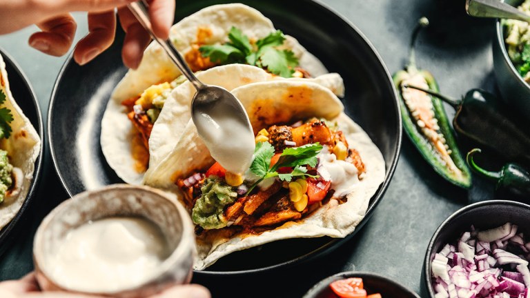 homemade vegan tacos using plant based mince