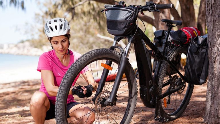 pumping up tyre on ebike