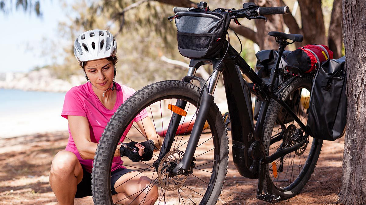 pumping up tyre on ebike