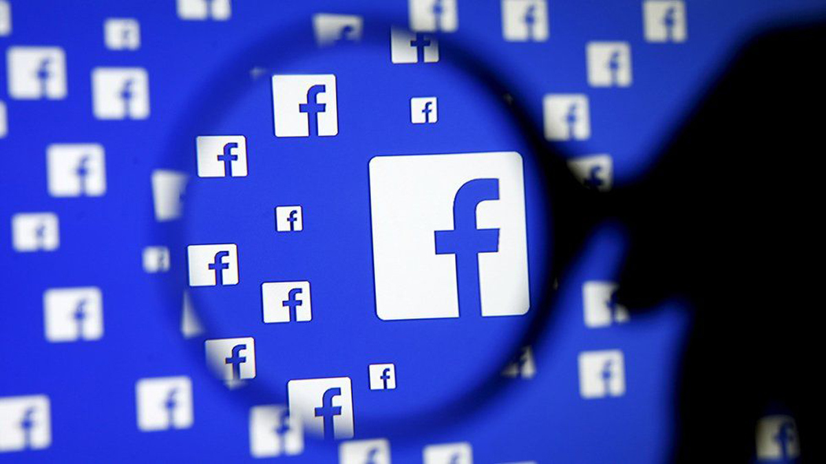 facebook logo with magnifying glass