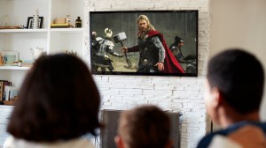 family watching tv avengers
