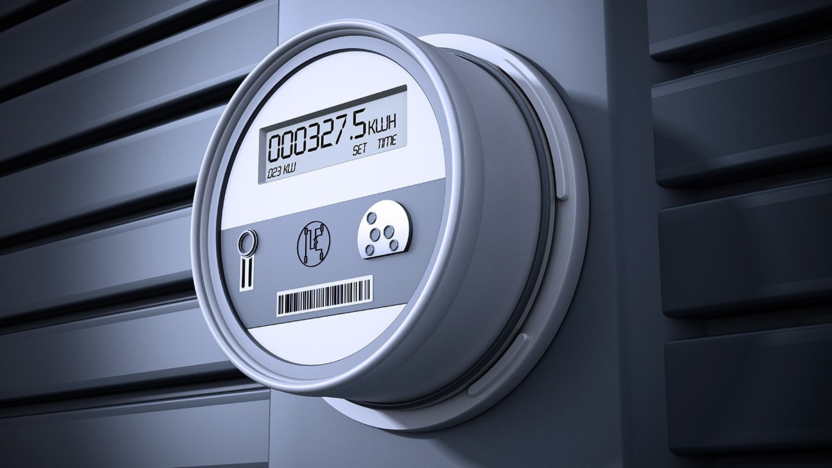 smart meter on a wall