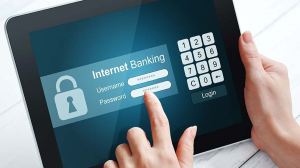 logging into banking website on tablet
