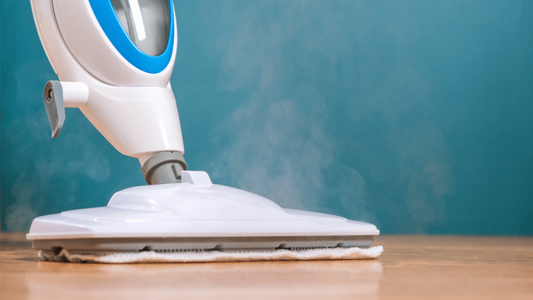 steam mop on a wooden floor