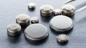 button batteries on a grey background