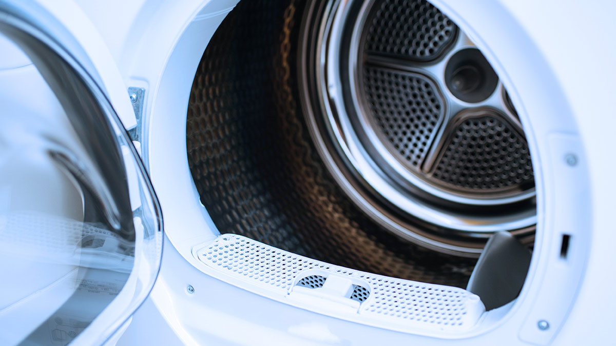 closeup of an open dryer