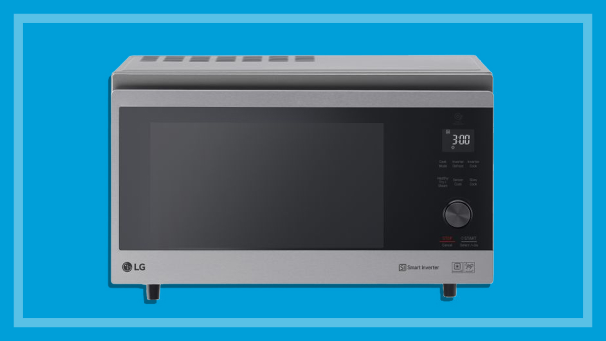 convection microwave on a blue background