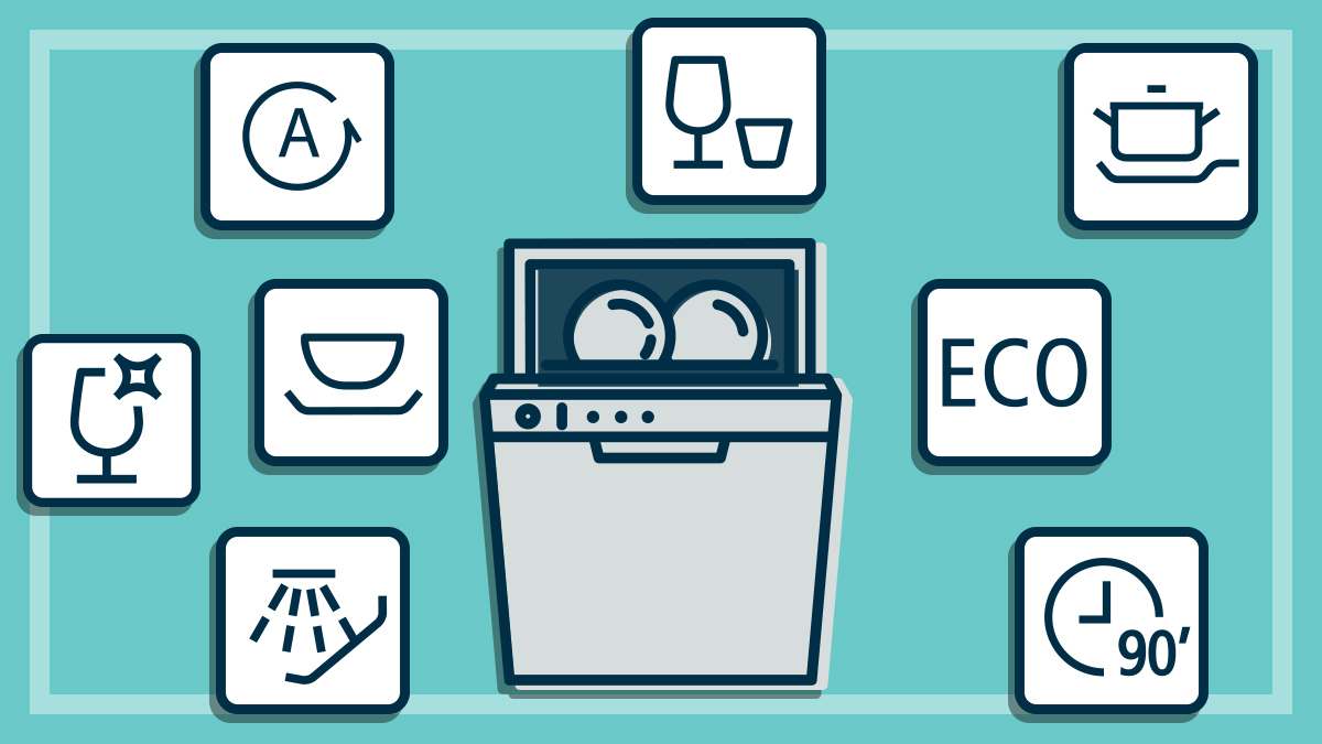 Illustration of dishwasher symbols