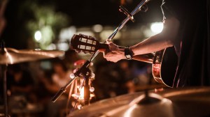 singer on stage at concert
