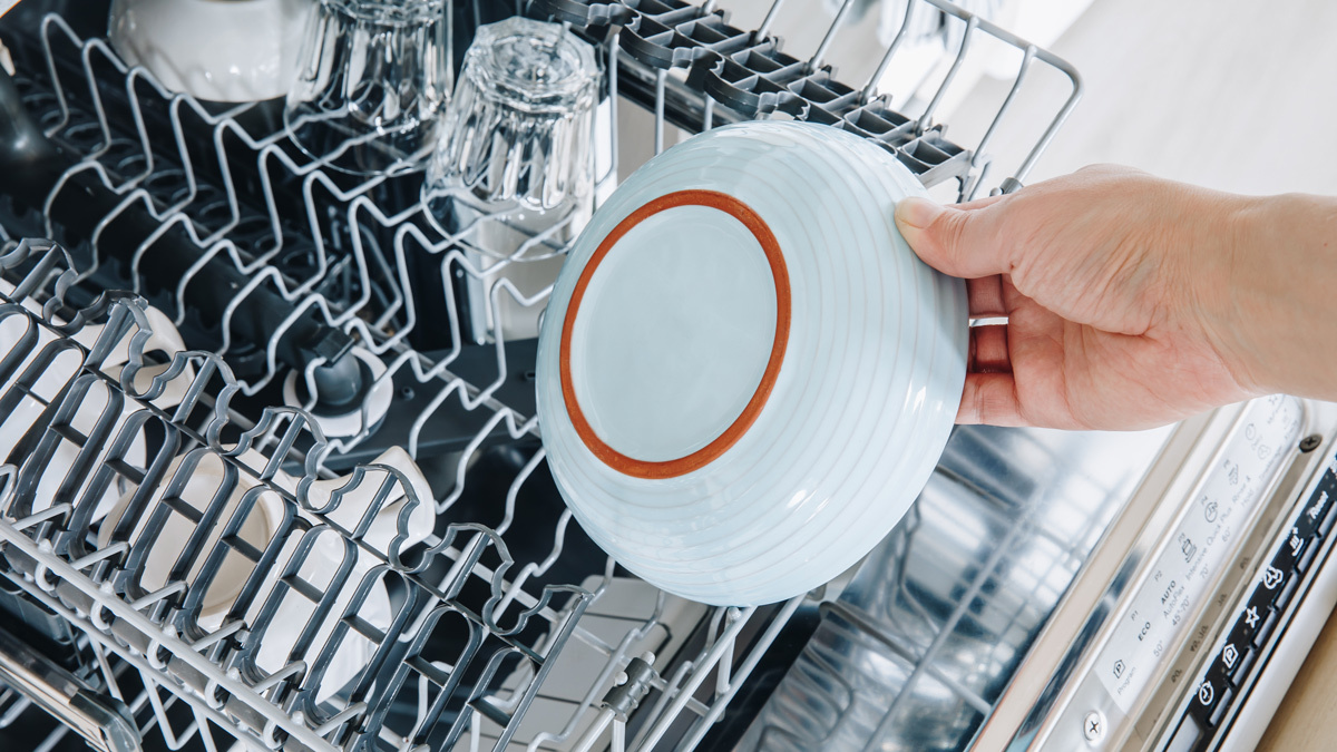 half empty dishwasher