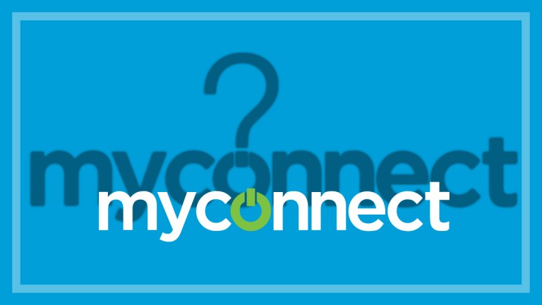 myconnect logo with a question mark in the large shadow behind