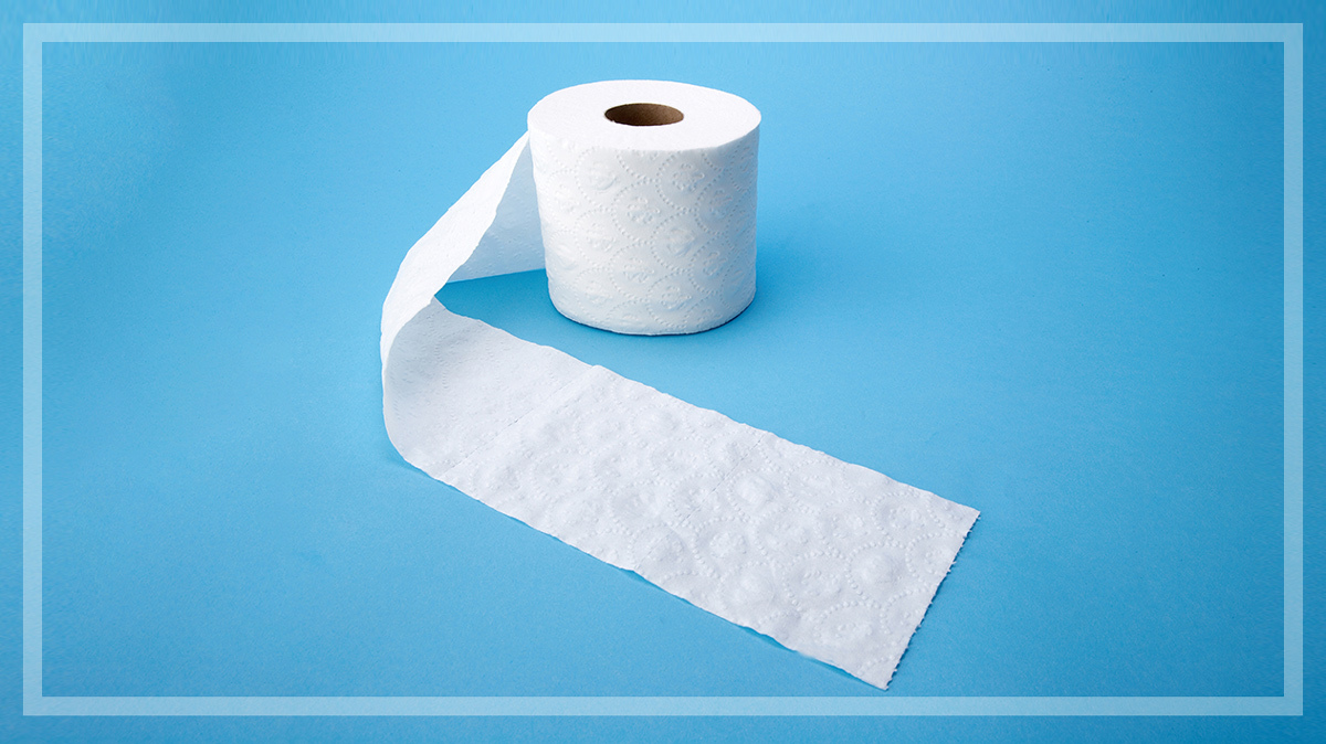 roll of toilet paper on a blue background