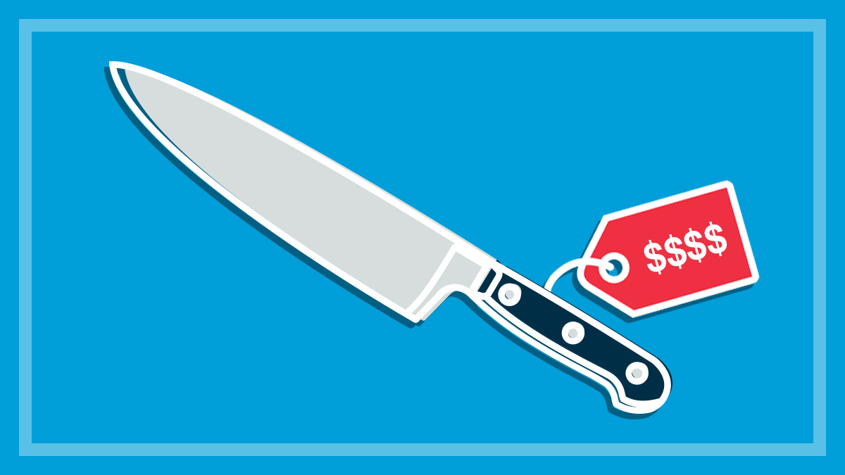 illustration of an expensive knife with price tag