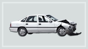 car with crumpled bonnet