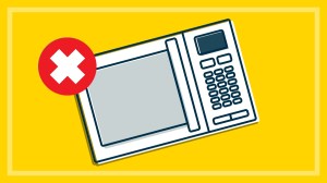 illustrated microwave with cross mark